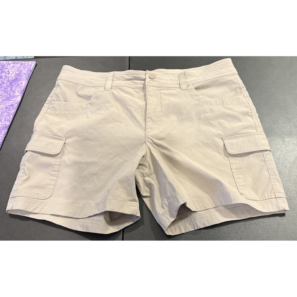 Eddie Bauer Womens Size 16‎ Tan Summer Trail Cargo Shorts Pockets Hiking Walk